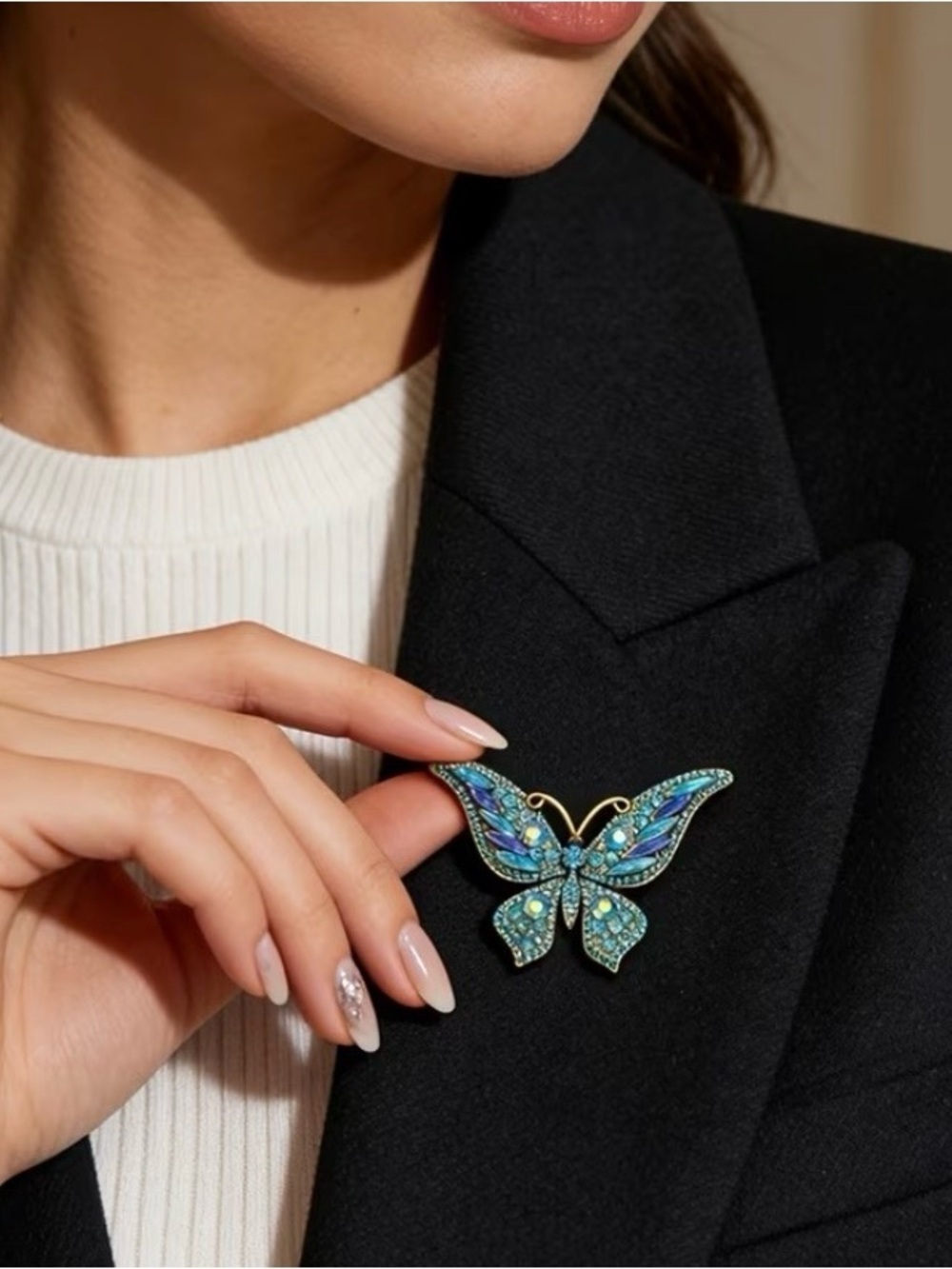 NEW! Luxury Blue Crystal Butterfly Brooch. Blue Morpho Pin. 🦋 A1-28 - Picture 3 of 5